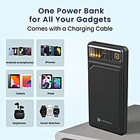 Portronics Luxcell C 10K Power Bank –  22.5W Fast Charging | Mach USB-A & Type-C PD | Black
