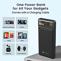 Portronics Luxcell C 10K Power Bank – 22.5W Fast Charging | Mach USB-A & Type-C PD | Black