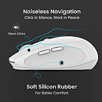 Portronics Toad III White – A stylish dual-mode wireless mouse with Bluetooth and USB connectivity. Ergonomic, lightweight, and portable design.