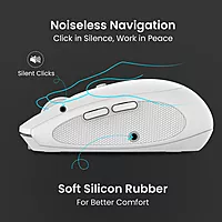 Portronics Toad III White – A stylish dual-mode wireless mouse with Bluetooth and USB connectivity. Ergonomic, lightweight, and portable design.