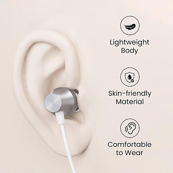 Portronics Conch Beat C Silver Earphones | Type-C, High-Quality Audio & Ideal for Music Lovers & Professionals