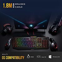 LAPCARE Champ (LGK-102) RGB Gaming Keyboard – Multi-Key Anti-Ghosting | Rubber Dome Key Switches | Spillproof | 2 USB Passthrough | 3 Programmable G Buttons | RGB LED Backlit | 1-Year Warranty