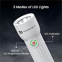 Portronics Eco Glow Mini LED Torch – White is a portable, bright, energy-efficient flashlight ideal for emergencies and outdoor adventures.
