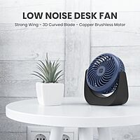 Portronics Toofan Table Fan – Rechargeable, 3-Speed, Black & Blue