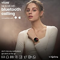 Vibez by Lifelong Premium Luxury Smartwatch for Women with Metal Strap & HD Display Gold