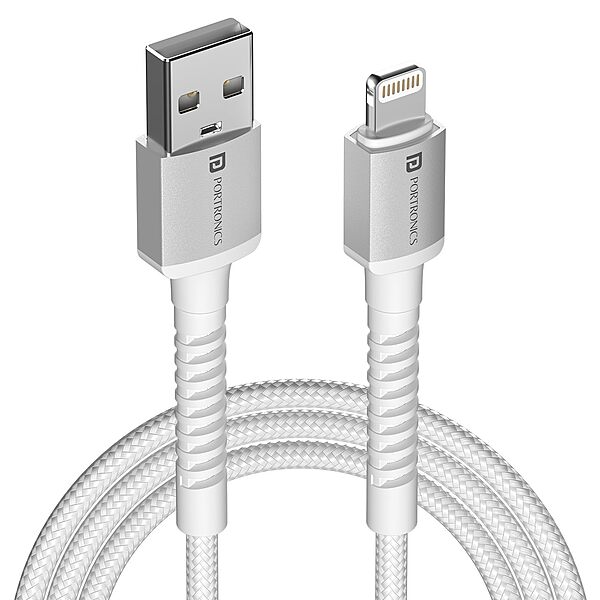 Portronics Konnect X – USB to 8-Pin Cable, 3A, 1M, White. Fast charging and data transfer, durable design, compatible with all 8-pin devices. Perfect for everyday use and travel.