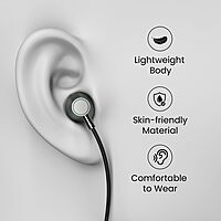 Portronics Conch Tune A – 3.5mm Earphones with Mic, featuring a durable braided cable for tangle-free use, delivering clear sound quality and comfort for an enhanced listening experience.