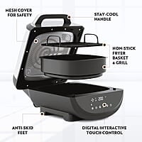 Borosil Bestdigi Air-Fryer, Top Load Air Fryer, Large Capacity, 8 Pre-Set Menus, 8 In 1 Functionality, 6.1 L, 1700 Watt, 6.1 liter, Black