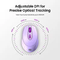 Portronics Toad 31 Wireless Mouse – 2.4GHz Connectivity | USB Receiver | 10m Working Distance | Ergonomic Design | Adjustable DPI | Auto Power Saving | Laptop & PC Compatible | Purple