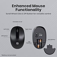 Portronics Key8 Wireless Keyboard & Mouse Combo – 2.4GHz USB Receiver | 104 Keys with Large Keycaps | Adjustable Mouse Sensitivity | 12 Multimedia Hotkeys | Black