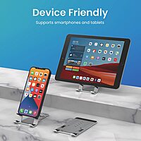 Portronics Modesk One Stand – Silver, Adjustable to 5 Angles, Ergonomic Design, Lightweight, Portable, Ideal for Laptops, Tablets, and Smartphones, Enhances Comfort and Productivity, Sleek Finish.