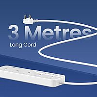 Portronics Power Plate 22 – 5 Sockets, 4 USB Ports, 20W PD Fast Charging, 3m Long Cord, Surge Protection, Compact Design, Ideal for Home/Office, Overload Protection, Easy to Use.