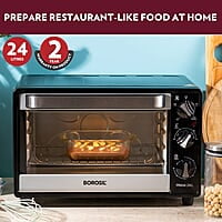 Borosil Prima 24 L Oven Toaster & Grill, Motorised Rotisserie & Convection Heating, 5 Heating Modes, Black