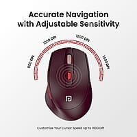 Portronics Toad 32 Wireless Mouse with 6 Buttons, 2.4 GHz Connectivity, 10m Working Range, Ergonomic Design, Adjustable Optical DPI, Auto Power Saving, for Laptop & PC