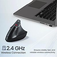 Portronics Toad Ergo Vertical Wireless Mouse – 2.4GHz |DPI up to 3200| Black | 1 Year Warranty
