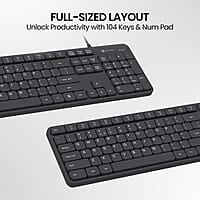 Portronics Ki-Pad 3 USB Wired Keyboard with Large Keycaps, Noise-Free Typing, Fn Multimedia Hotkeys, Full-Size Layout with Num Pad, Ergonomic Design, 1.5m USB Cable