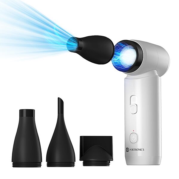 Portronics Tez Cordless Air Duster – 80000 RPM, powerful and portable, perfect for cleaning electronics, keyboards, and hard-to-reach areas. Eco-friendly, rechargeable, and easy to use.