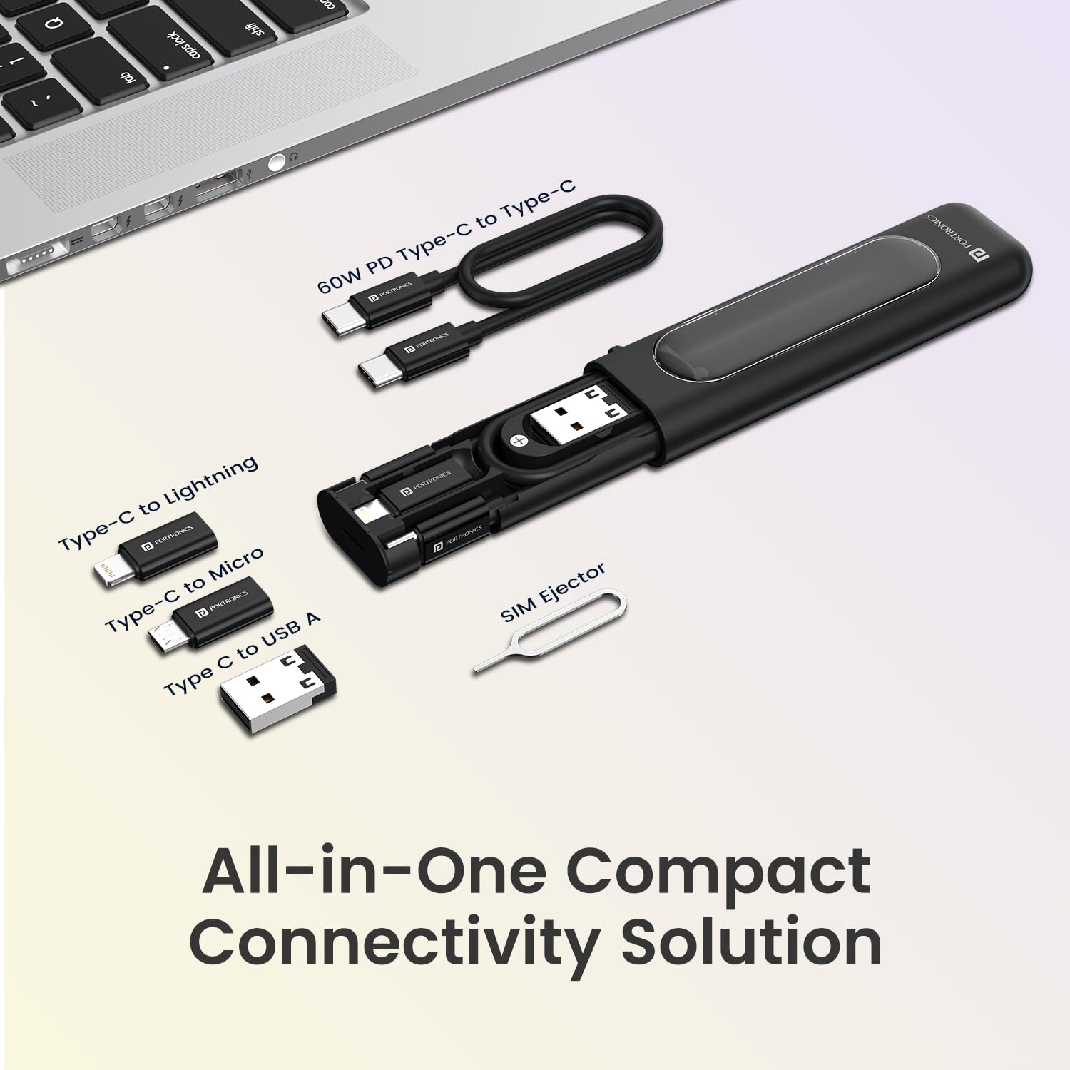 Portronics Snapcase 4 – 60W Charging Kit, Transparent: Sleek design, powerful 60W output, perfect for fast charging. Durable and lightweight, ideal for home or travel. Keep your devices powered!