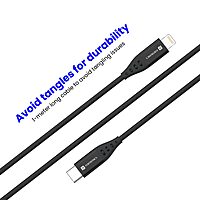 Portronics 1648 Konnect L 20W Type-C to Lightning Cable – Nylon Braided | 1M | Black