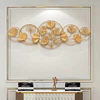 DAD Modern Gold Metal Ginkgo Leaf Wall Art Sculpture - 49x2x16.5 Inches