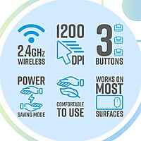 ZEBRONICS Haze Wireless Mouse for Computers, Laptops with 1200 DPI, Advanced Optical Sensor, 2.4GHz USB Nano Receiver, Plug - Play Usage, Power Saving Mode and Comfortable use on Most Surfaces