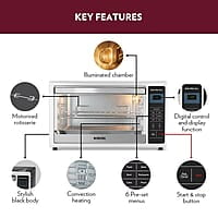 Borosil DigiPro 38 L Digital Oven Toaster & Grill, Convection Mode, 6 Pre-set Menus, Temperature Control, Chrome