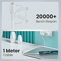 Portronics Konnect Core 3 – USB-A to Type-C Cable | 1.5m Length | Fast Charging & Data Transfer | Durable Build | Smartphone, Tablet & Laptop Compatible | White