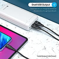 Portronics Power Brick II 20000 mAh,2.4A 12w Slim Power Bank with Dual USB Output Port