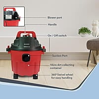 AGARO Rapid Vacuum Cleaner, 1000W, Wet & Dry 10L Tank Capacity, 16.5 kPa Suction Power