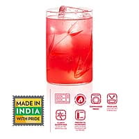 Borosil 295 ml Set of 6 pcs Bouquet Vision Transparent Drinking Glass | Borosilicate Glass Tumblers for Water, Cold Drinks, Juice| Flame Proof, Microwave & Dishwasher Safe | for Daily use & Gifting