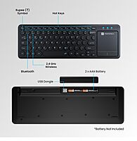 Portronics Bubble PRO Bluetooth + Wireless Keyboard – Black | With Touch Pad | 1 Year Warranty