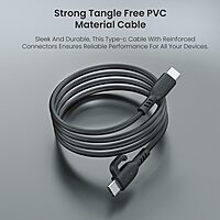 POR 2883 Konnect Core 3 C-C – 60W Type-C to Type-C PVC Cable | 1M | Black | 06 Months