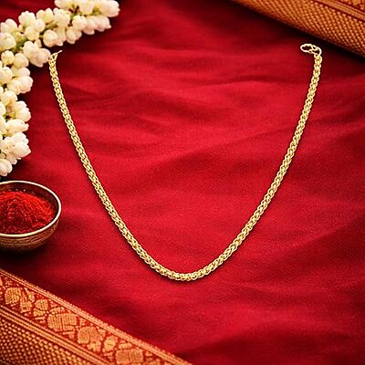 Impon Gold Plated Rope Chain Necklace for Men & Women | Thick Twisted Design Gold Finish Chain | Stylish Daily Wear Jewelry
