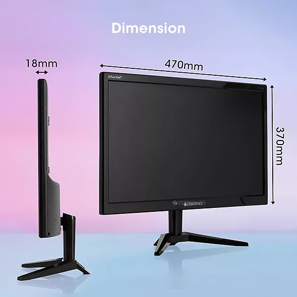 Zebronics ZEB-A20HD 19.5 Inch LED Monitor – HD+ 1600×900 | 60Hz Refresh Rate | 300 Nits Brightness | HDMI & VGA Dual Input | Slim Glossy Design | Wall Mountable | Black