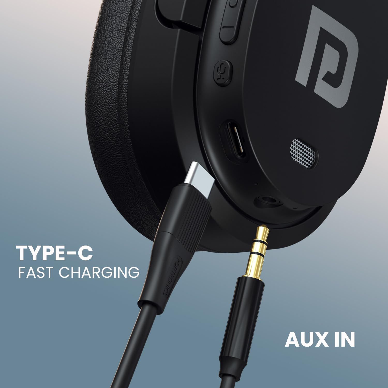 Portronics Muffs M4 Headphones – 40H Battery Life, Deep Bass, Type-C Charging, Comfortable Fit, Wireless Connectivity, Built-in Mic, Perfect for Music and Calls, Lightweight Design, Stylish Look.
