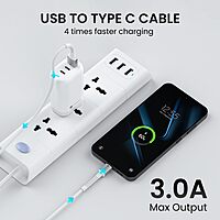 Portronics Konnect X – 3A USB to Type-C Cable, 2M White, durable and fast charging, perfect for data transfer and syncing, compatible with various devices, tangle-free design, ideal for everyday use.