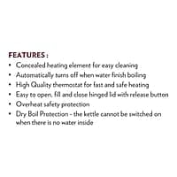 Borosil Rio 1.5 L Electric Kettle, Stainless Steel Inner Body, Boil Water For Tea, Coffee, Soup, Silver