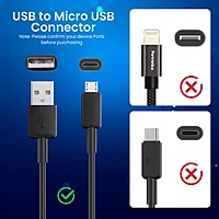 Portronics Konnect Link Micro USB Cable – 3A Fast Charging & 480 Mbps Data | 1M | Black