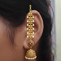 Gold Plated Adjustable Mattal for Women & Girls | Bridal Ear Chain Hair Jewelry