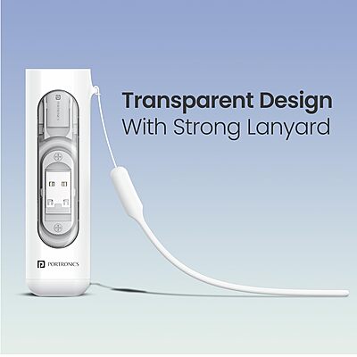 Portronics Snapcase 4 60W Multifunctional Fast Charging Data Cable Kit – Transparent USB-A & Type-C to Male MicroType-CLightning Data Transfer Sim Storage & Eject Pin