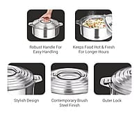 Milton Galaxia Stainless Steel Casserole, 2.5 litres, Silver