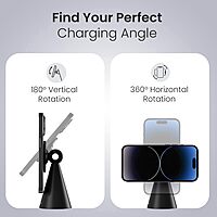 Portronics Mogun 5 Magnetic Phone Holder – Magsafe Compatible | 360° Rotation & 180° Pivot | Black