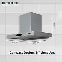 Faber 90cm 1150 m³/hr Autoclean T-Shape Kitchen Chimney Matt Grey Finish