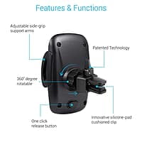 Portronics CLAMP X Car-Vent Mobile Holder 360 Degree Rotational, Strong Lock Mechanism