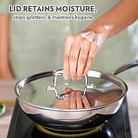 Borosil 2.25 L Cookfresh Tri-ply Stainless Steel Wok with Lid | 22 Cm Kadhai for Deep Fry