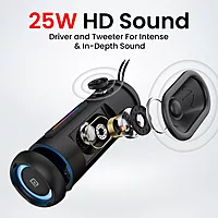 Portronics Breeze 5 25W Portable Bluetooth Speaker, 6H Playtime, Built-in Mic, RGB LEDs, TWS Mode, BT 5.3, USB, SD, AUX, FM Radio, IPX5 Water Resistant, Type C Charging (Black)