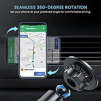 Portronics Mogun 2 – Magnetic Car Mobile Holder, 360° rotation for optimal viewing, strong magnetic grip, easy installation, compatible with all smartphones, perfect for hands-free navigation.