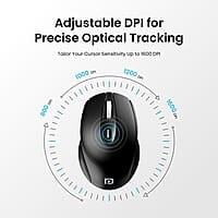 Portronics Toad 31 Wireless Mouse with 2.4 GHz Connectivity, USB Receiver, 10m Working Distance, Ergonomic Design, Auto Power Saving, Adjustable DPI for Laptop & PC