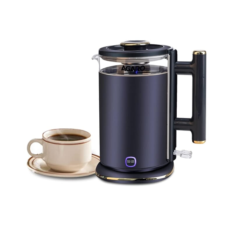 AGARO Regal Electric Kettle With Keep Warm Function, Stainless Steel & Glass Body 1355 Watts, 1.5 liter