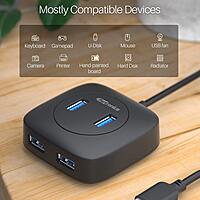 Portronics Mport 4A – 4-Port USB 3.0 Hub, 5Gbps Speed, compact design, plug and play, compatible with various devices, ideal for expanding USB connectivity, perfect for home and office use.